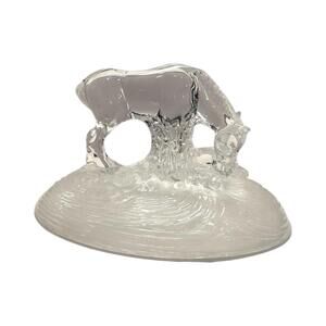 Cristal D’Arques Crystal Glass Art Horse & Baby Sculpture Figurine Frosted Base